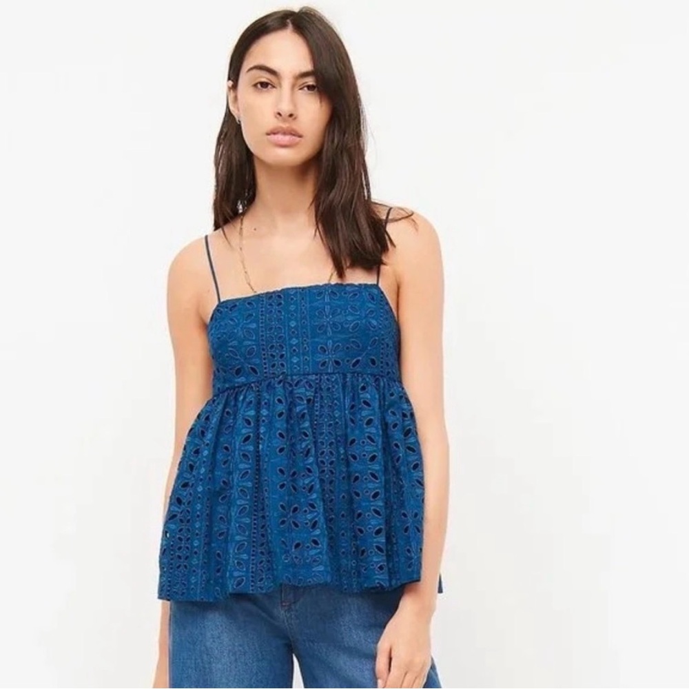 J Crew White Eyelet Women’s Babydoll Camisole Top Small, Cottagecore Beach Boho - Picture 8 of 9